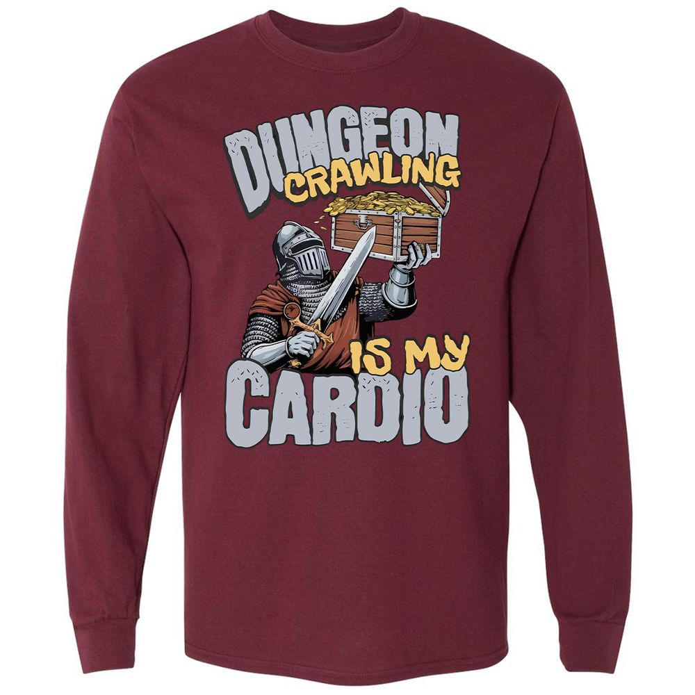Dungeon Crawling Is My Cardio Long Sleeve T-Shirt - Maroon - 11