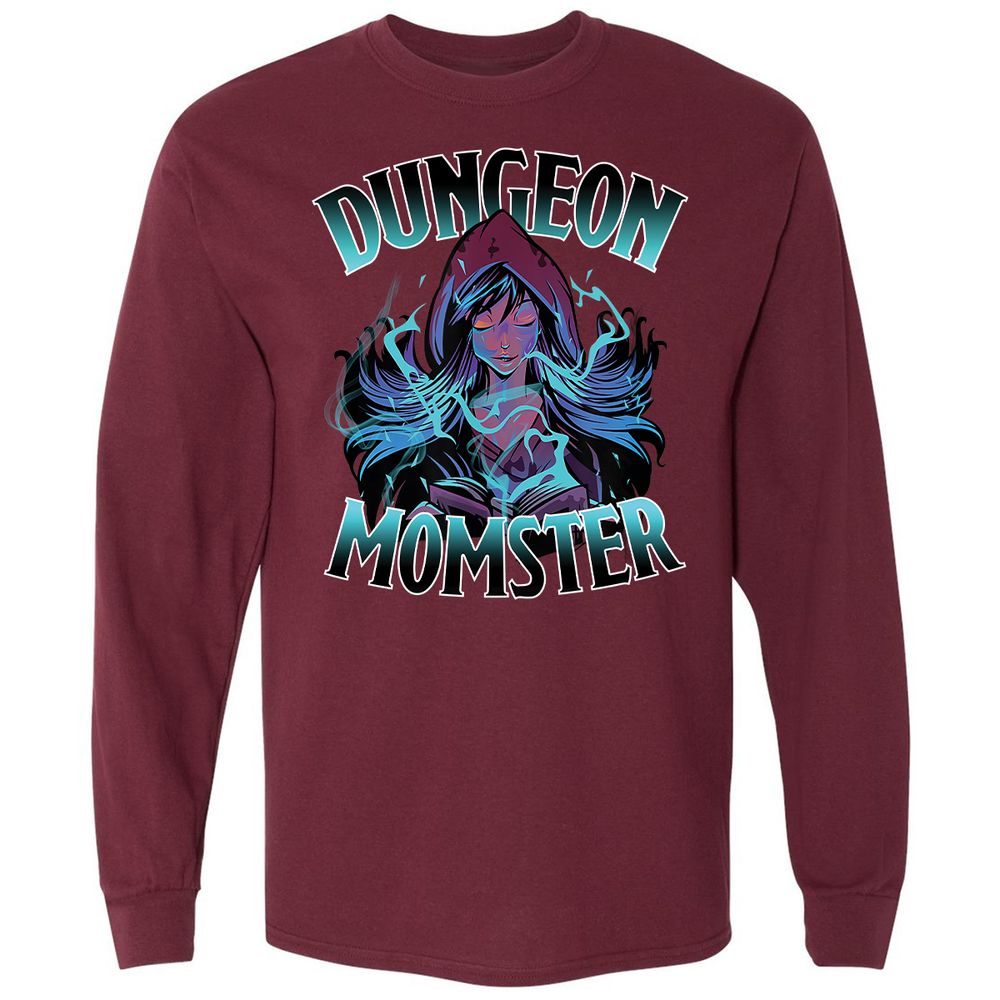 Dungeon Momster Long Sleeve T-Shirt - Maroon - 11