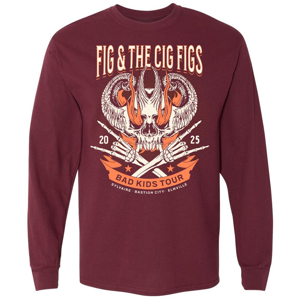 Fig and the Cig Figs, Dimension 20 Long Sleeve T-Shirt - Maroon - 11