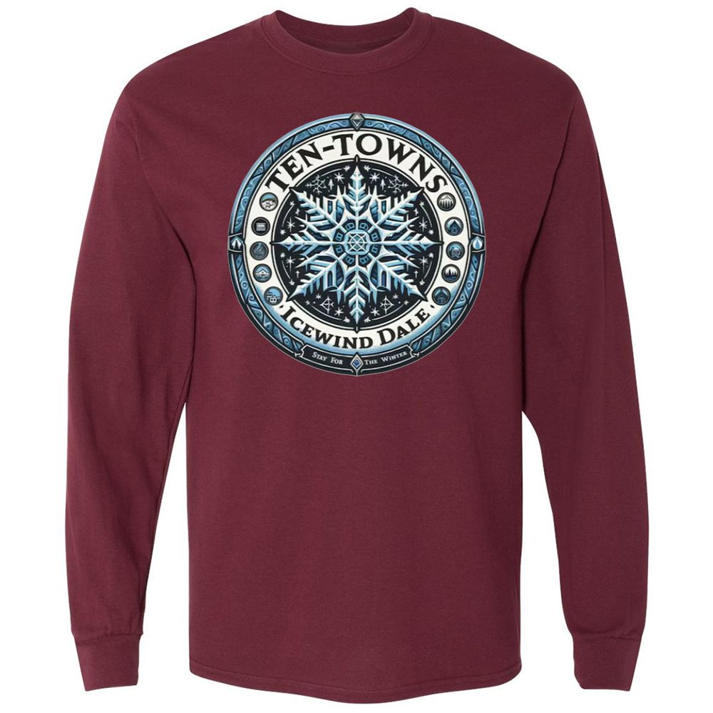 Ten-Towns Icewind Dale Long Sleeve T-Shirt - Maroon - 11
