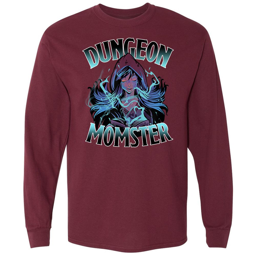 Dungeon Momster Long Sleeve T-Shirt - Maroon - 11
