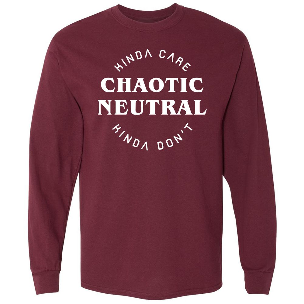 Chaotic Neutral Long Sleeve T-Shirt - Maroon - 11