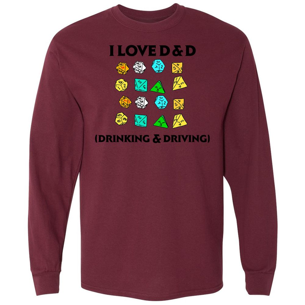 Drinking & Driving Long Sleeve T-Shirt - Maroon - 11