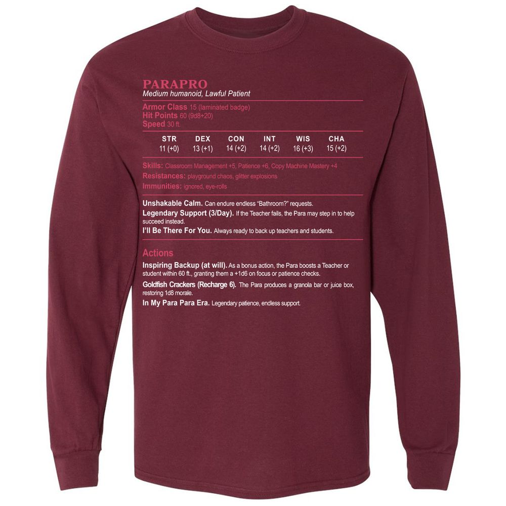 para Long Sleeve T-Shirt - Maroon - 11