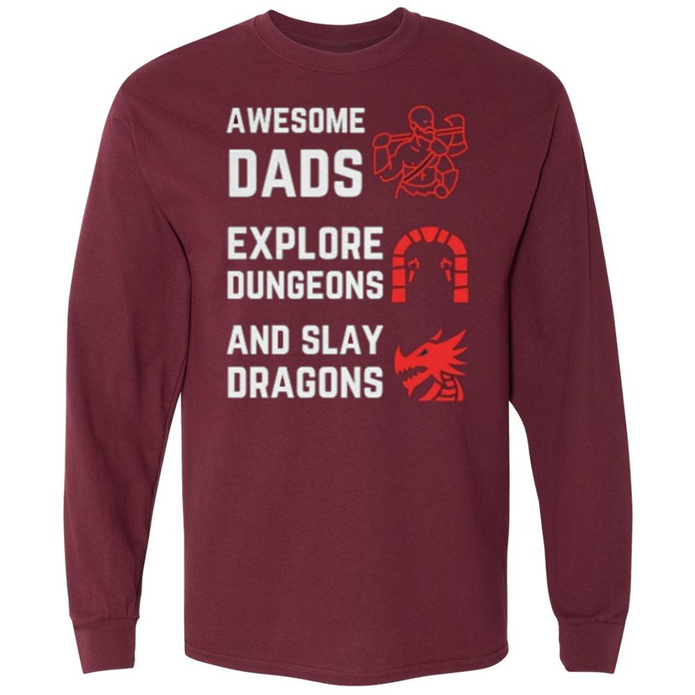 Awesome Dad Fathers Day Long Sleeve T-Shirt - Maroon - 11