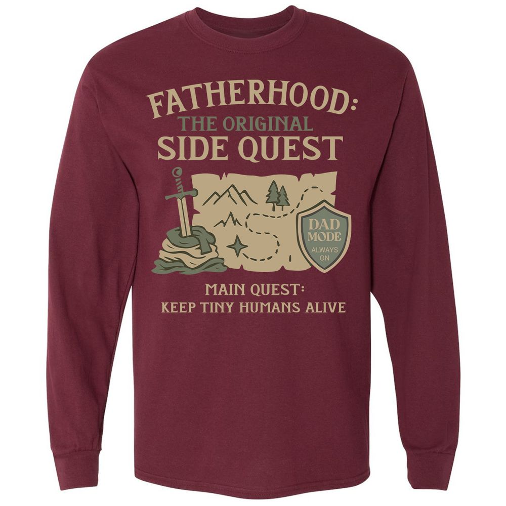 Fatherhood The Original Side Quest Long Sleeve T-Shirt - Maroon - 11