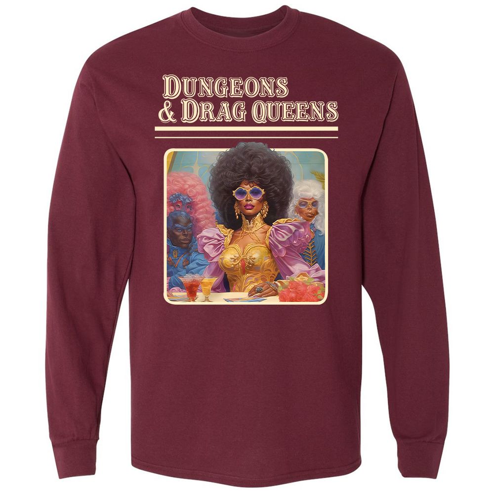 Dungeons & Drag Queens Long Sleeve T-Shirt - Maroon - 11
