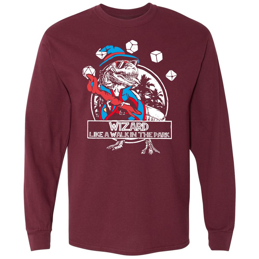 Wizard Like The Walk In The Park Long Sleeve T-Shirt - Maroon - 11