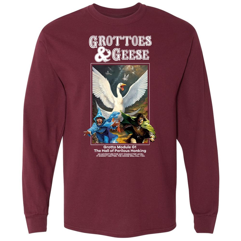 Grottoes & Geese Long Sleeve T-Shirt - Maroon - 11