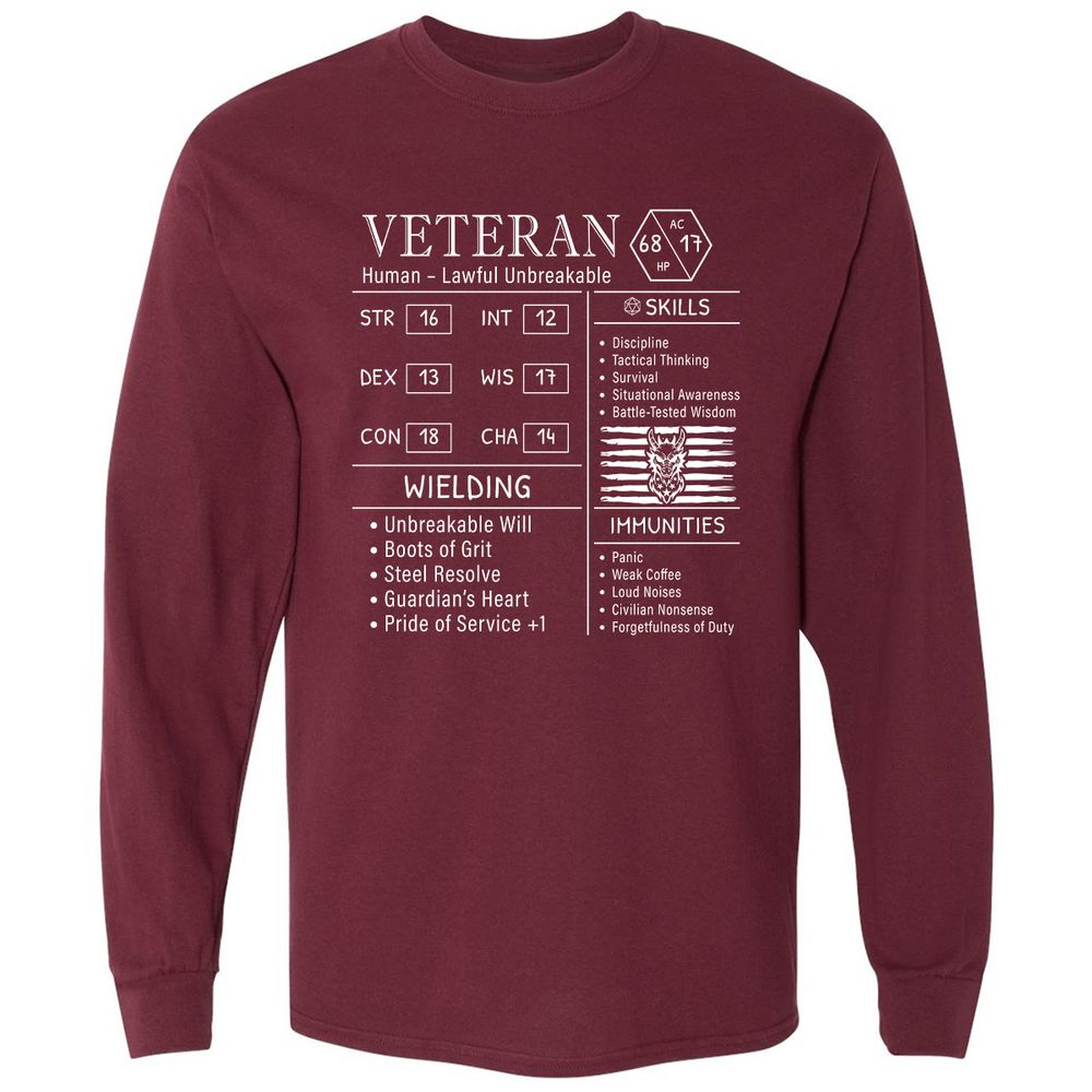 2710 veteran stats new Long Sleeve T-Shirt - Maroon - 11