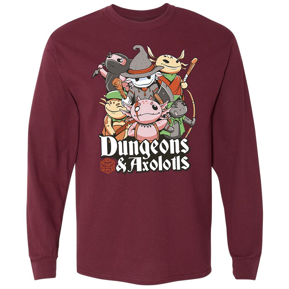Dungeons And Axolotls Long Sleeve T-Shirt - Maroon - 11