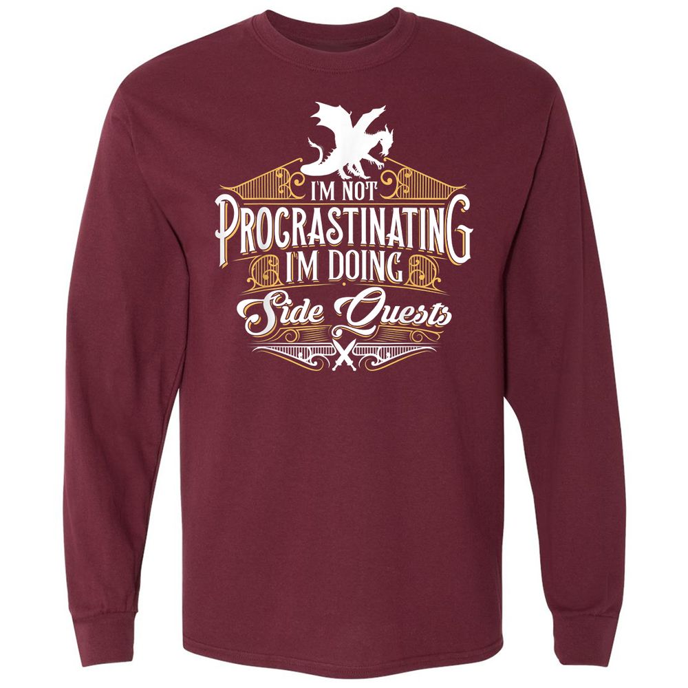 I'm Doing Side Quests Long Sleeve T-Shirt - Maroon - 11