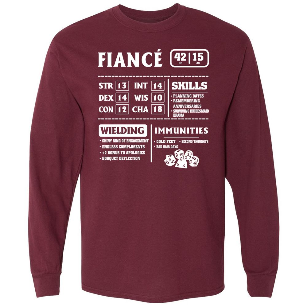 Fiance Stats Long Sleeve T-Shirt - Maroon - 11