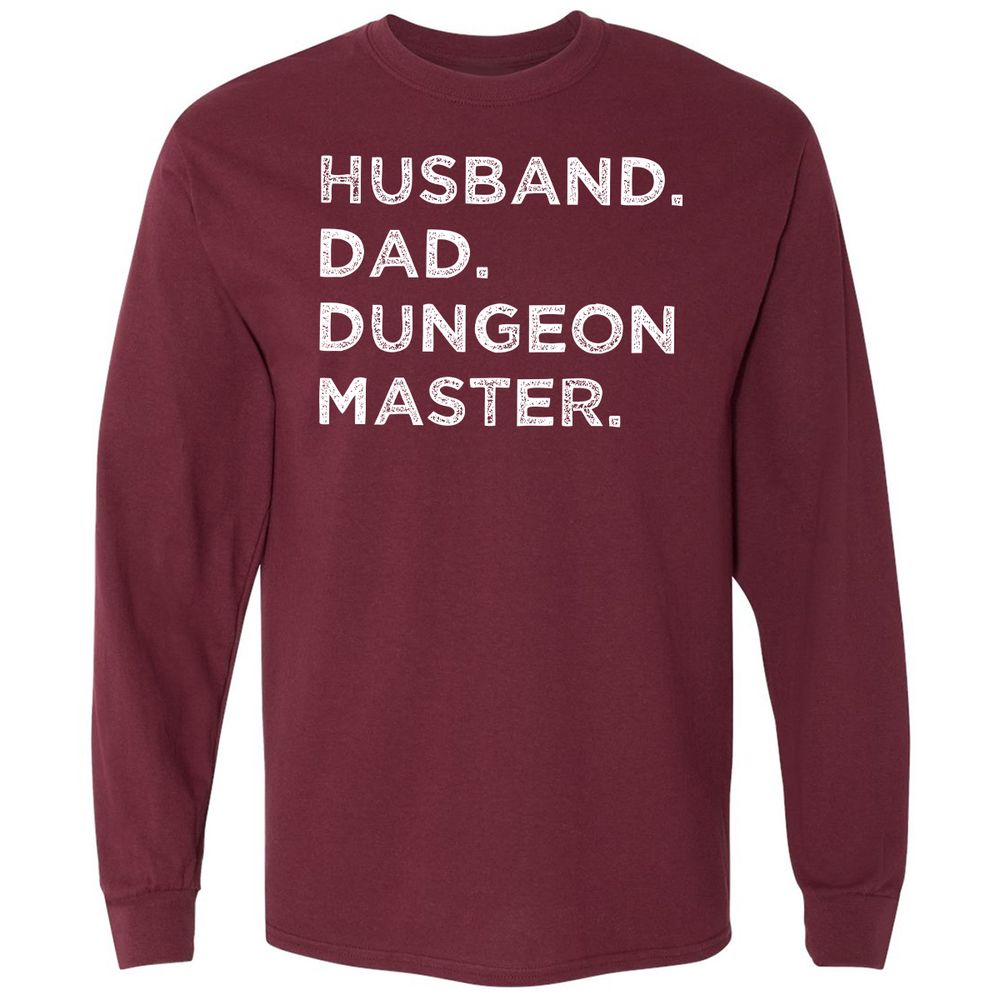 Husband Dad Dungeon Master Long Sleeve T-Shirt - Maroon - 11