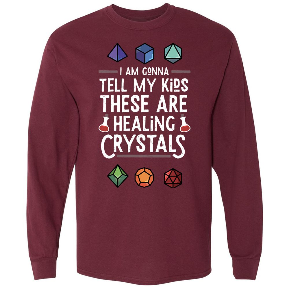 Healing Crystals Long Sleeve T-Shirt - Maroon - 11