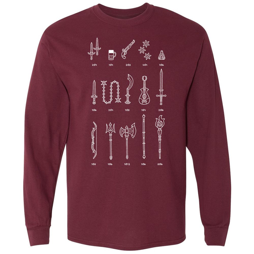 Damage Dealer RPG Long Sleeve T-Shirt - Maroon - 11