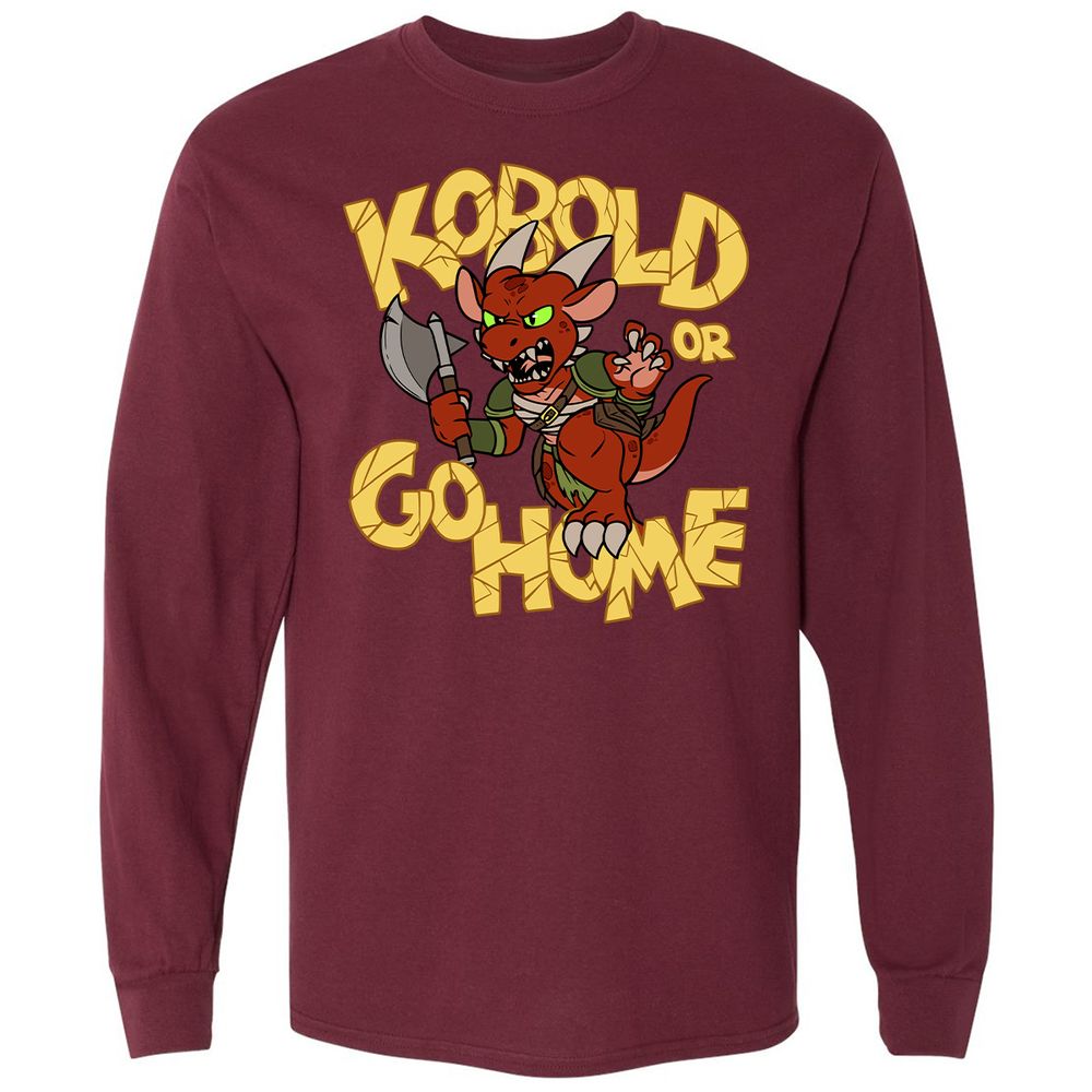 Kobold Or Go Home Long Sleeve T-Shirt - Maroon - 11