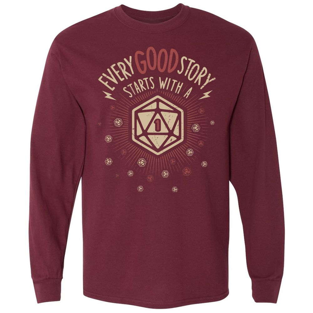 Good Story Starts With A 1 Long Sleeve T-Shirt - Maroon - 11