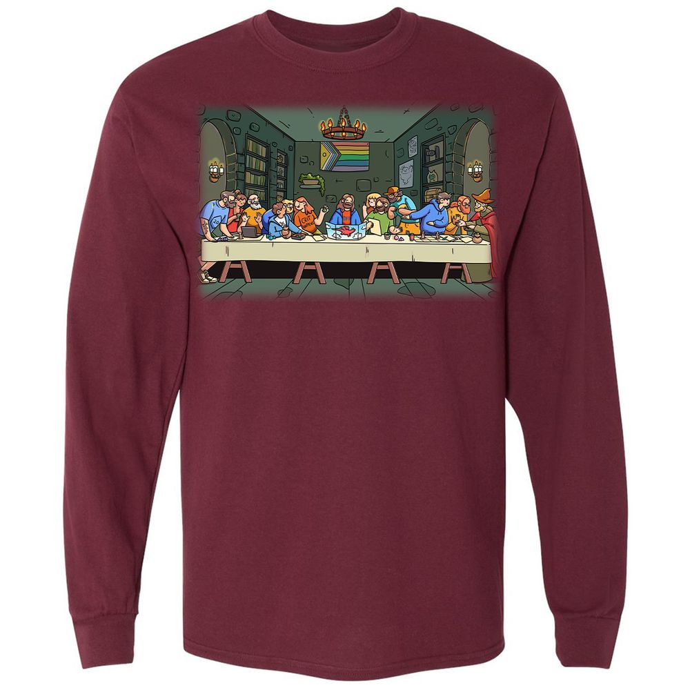 DnD Characters Pride Themed The Last Supper Shirt Long Sleeve T-Shirt - Maroon - 11
