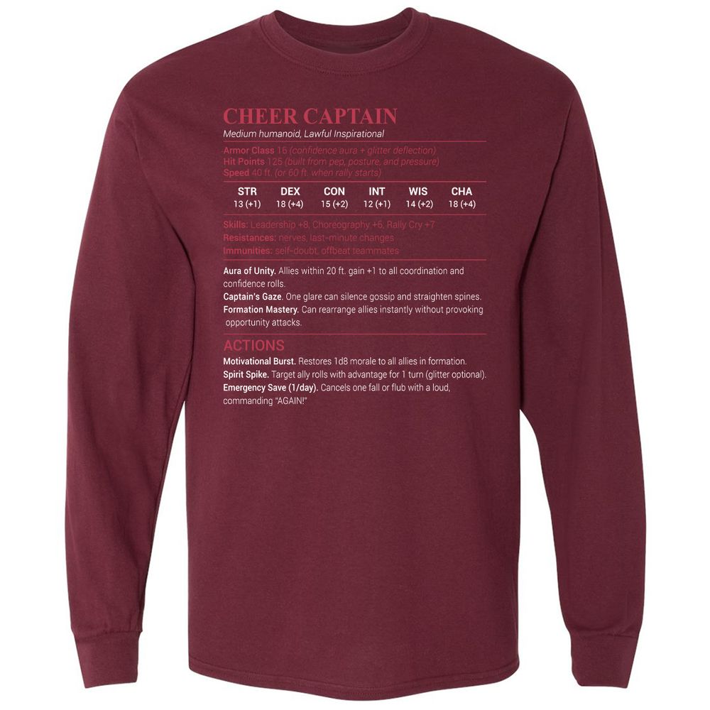 Cheer Captain Long Sleeve T-Shirt - Maroon - 11