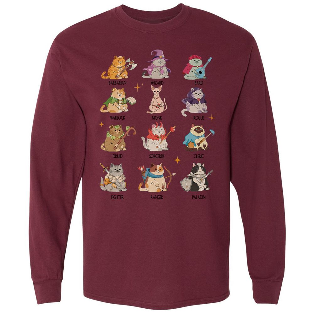 Dungeons And Cats Long Sleeve T-Shirt - Maroon - 11