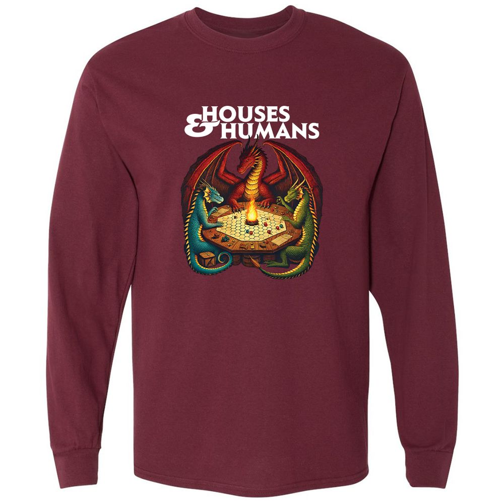 Houses & Humans Long Sleeve T-Shirt - Maroon - 11