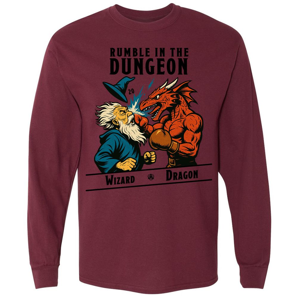 Rumble in the Dungeon Long Sleeve T-Shirt - Maroon - 11