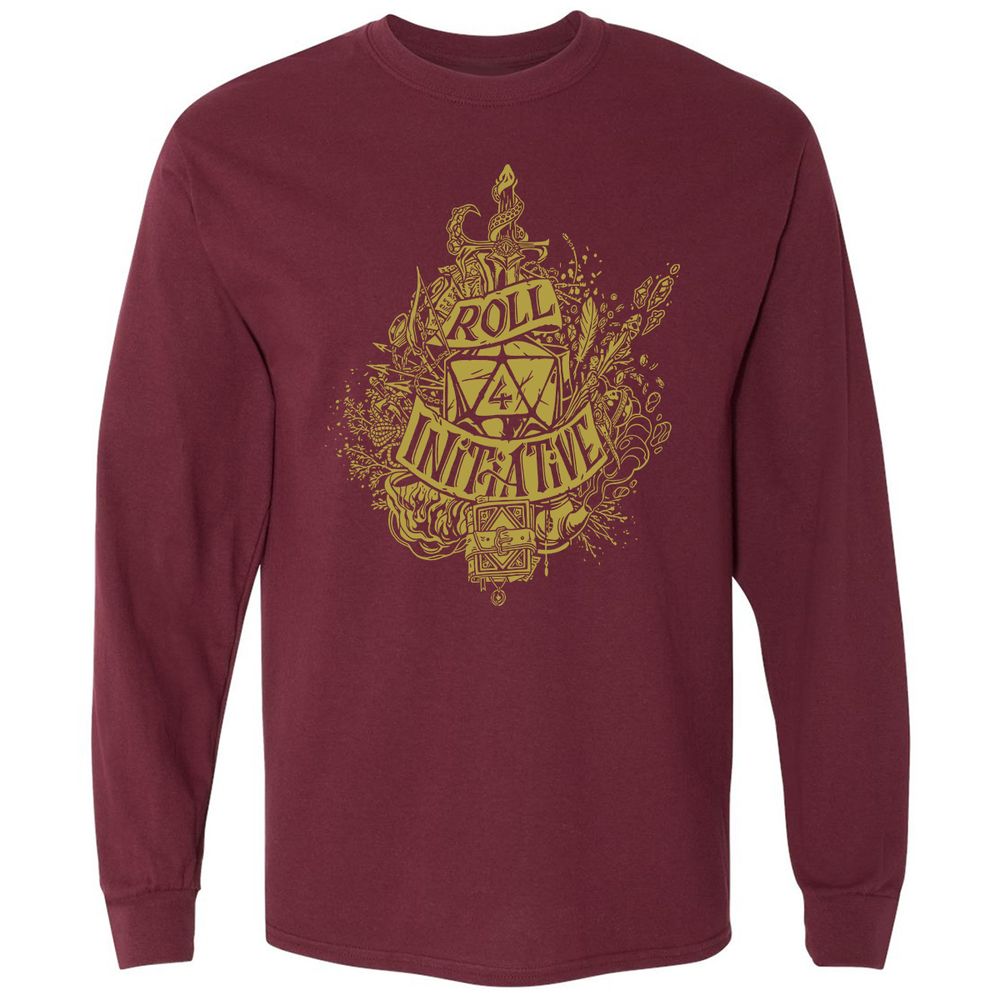Roll Initiative Long Sleeve T-Shirt - Maroon - 11