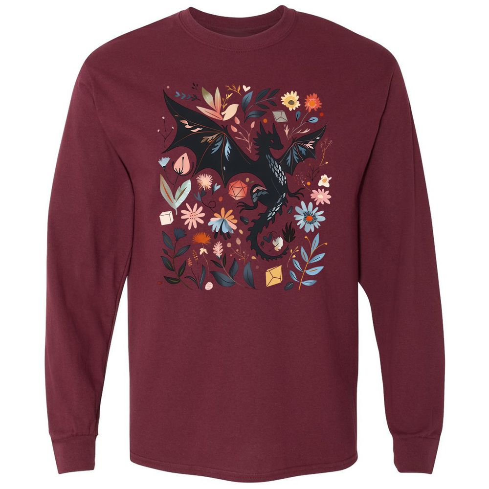 Floral DnD Dragon - Maroon - 11