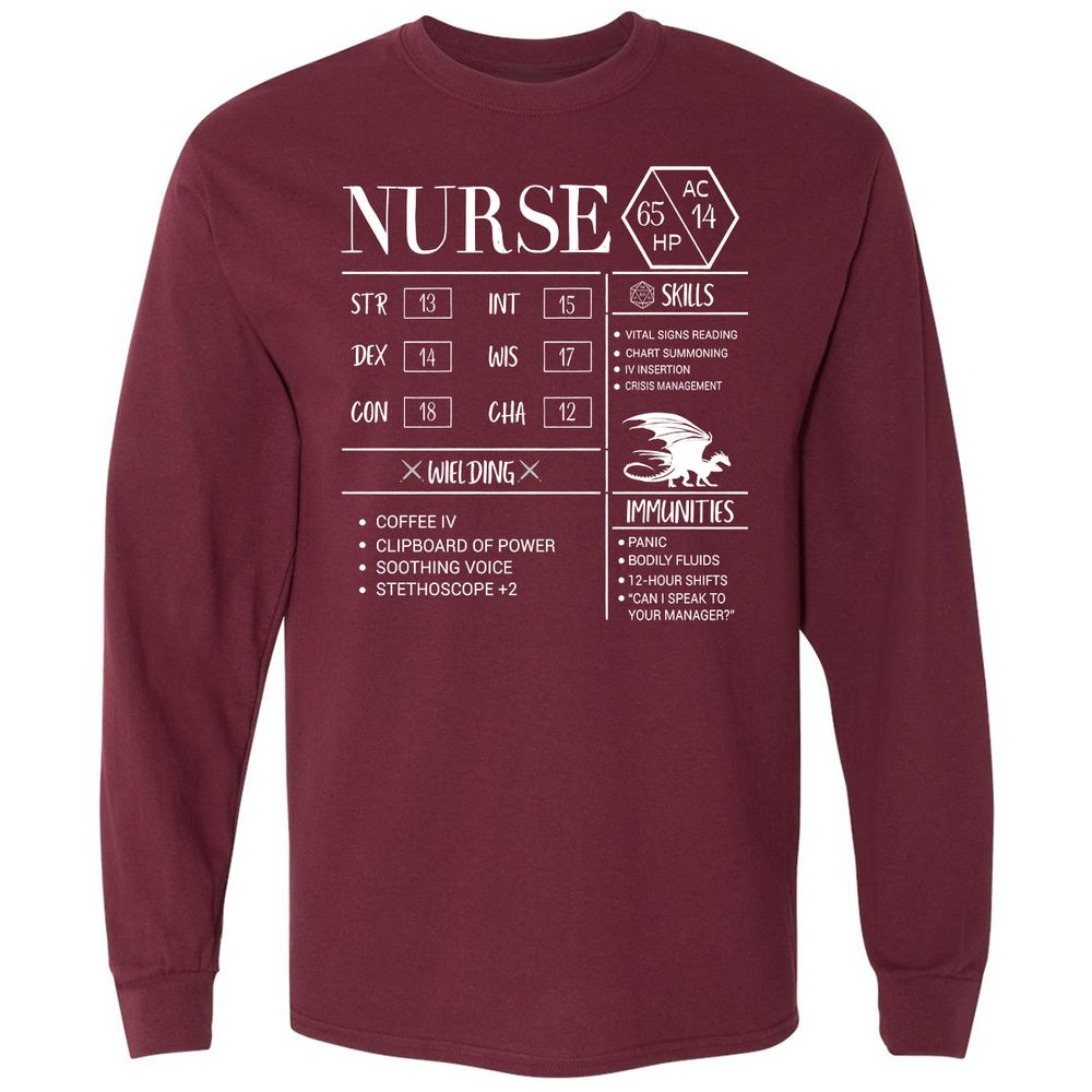 Nurse New Long Sleeve T-Shirt - Maroon - 11