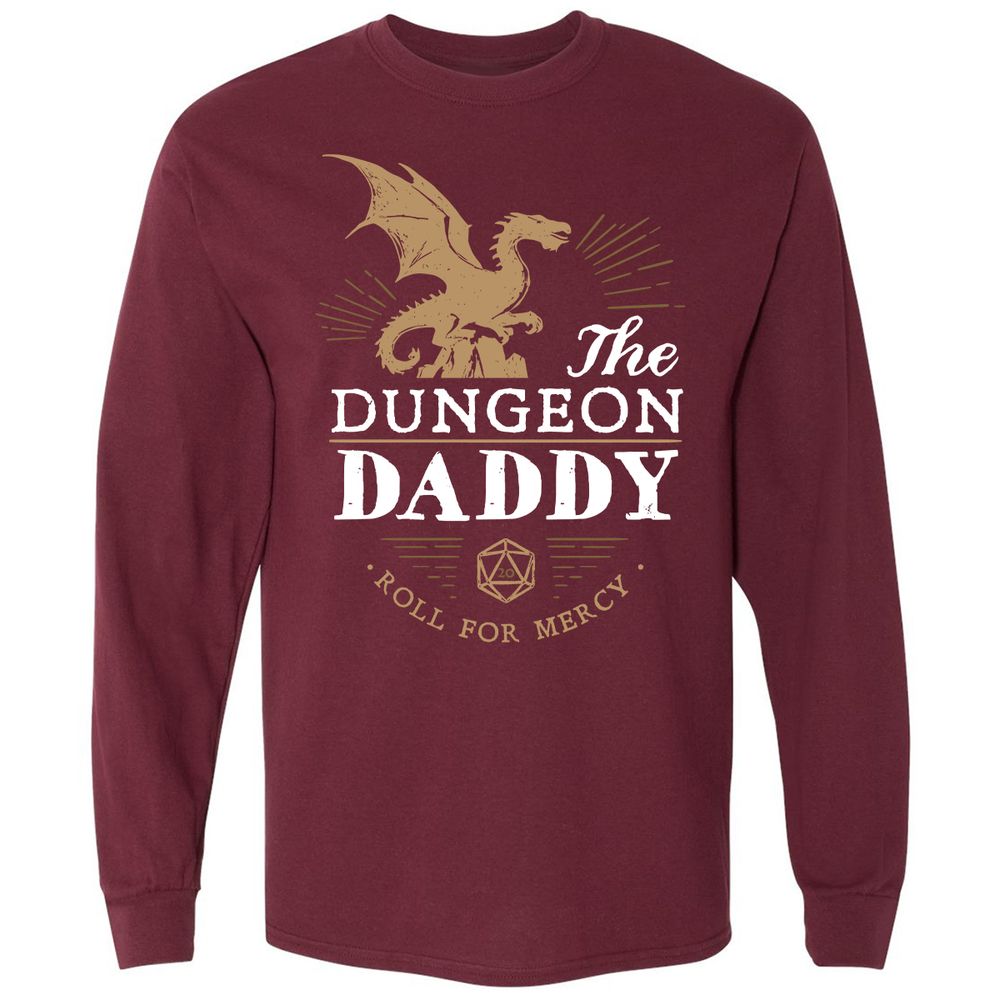 Dungeon Daddy Roll For Mercy Long Sleeve T-Shirt - Maroon - 11