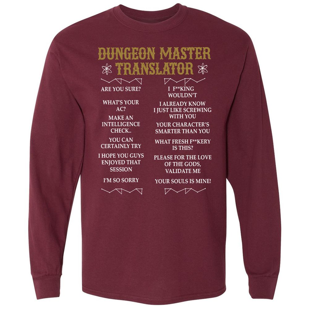 Dungeon Master Translator Long Sleeve T-Shirt - Maroon - 11