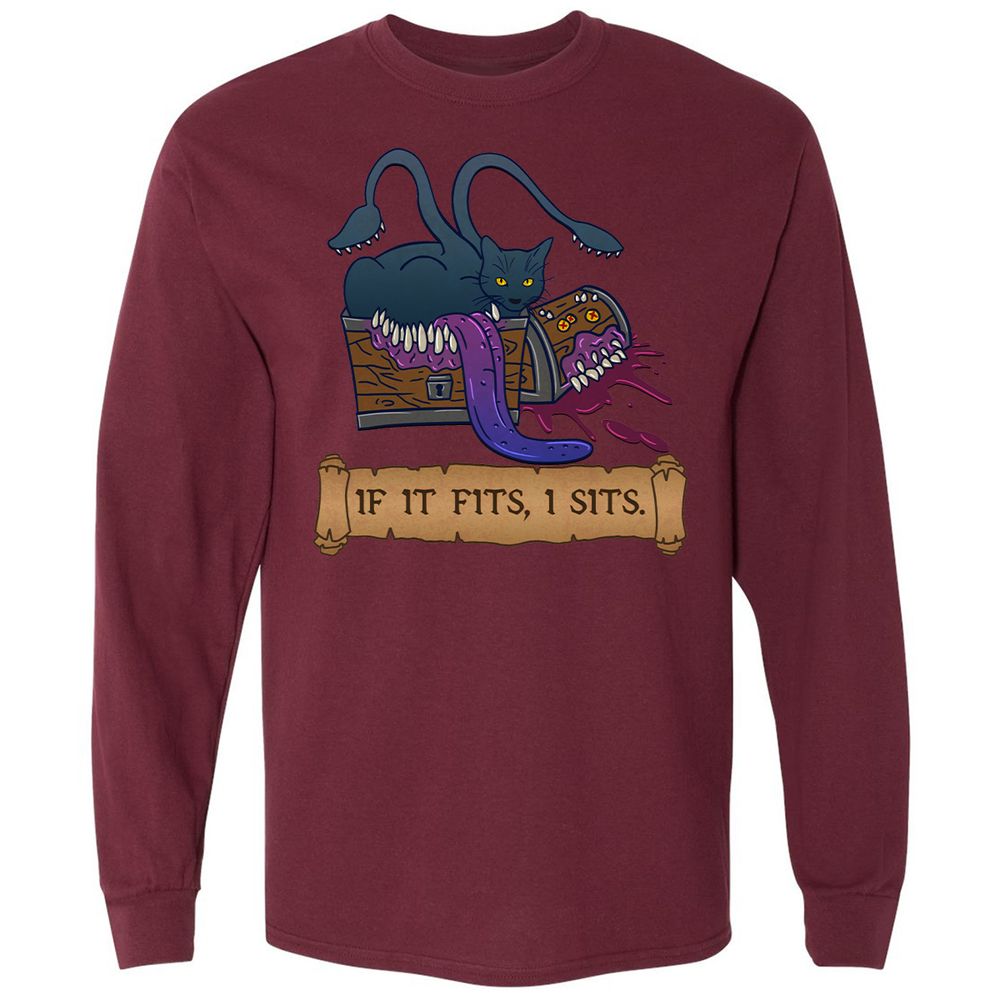 If It Fits I Sits Long Sleeve T-Shirt - Maroon - 11