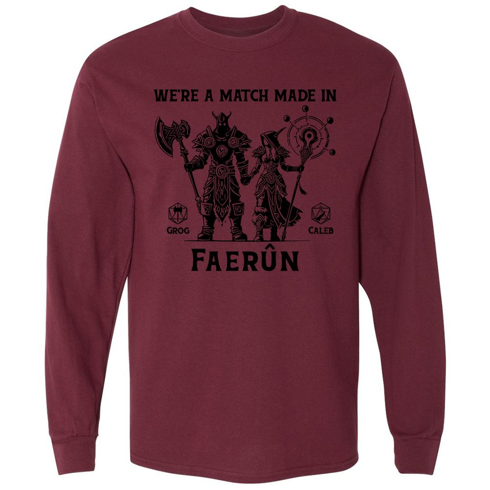 Custom DnD Class Couple Long Sleeve T-Shirt - Maroon - 11