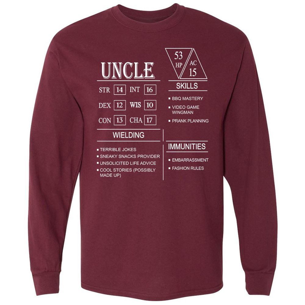Uncle Stats Long Sleeve T-Shirt - Maroon - 11