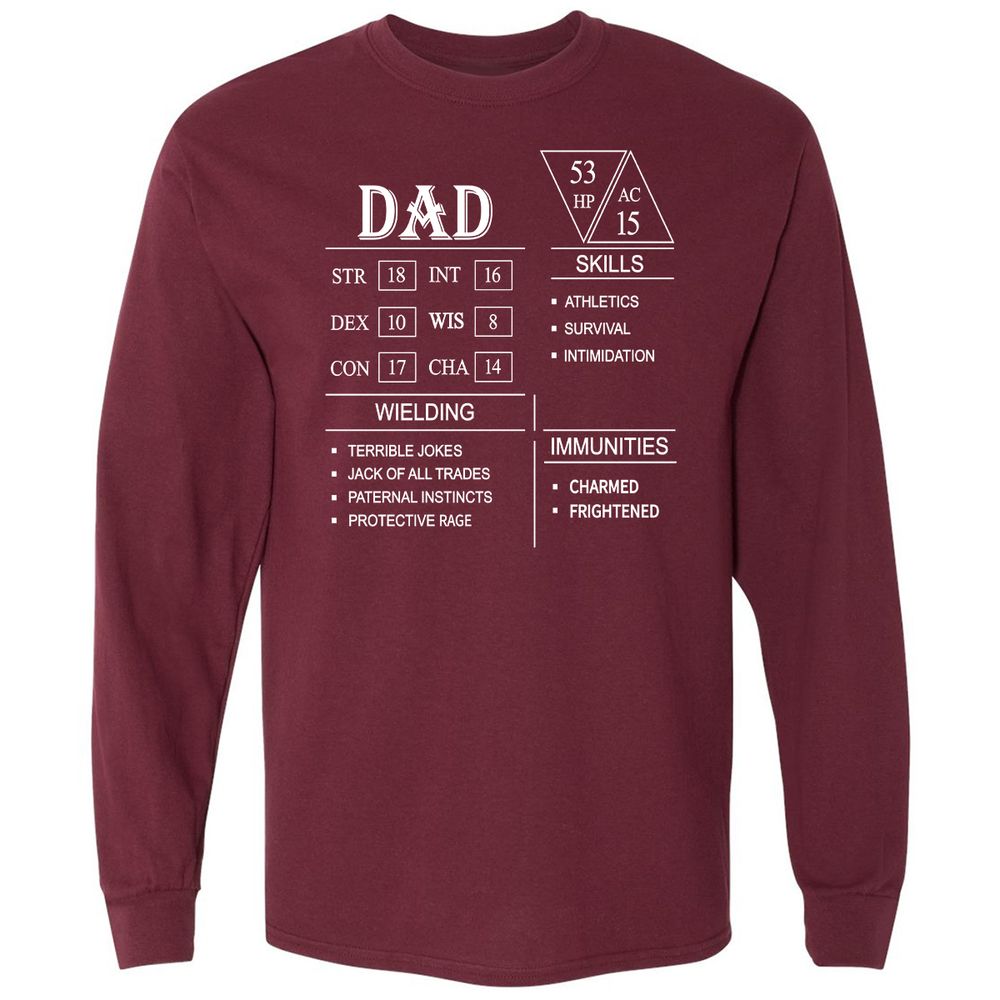 Dad Stat Block Long Sleeve T-Shirt - Maroon - 11