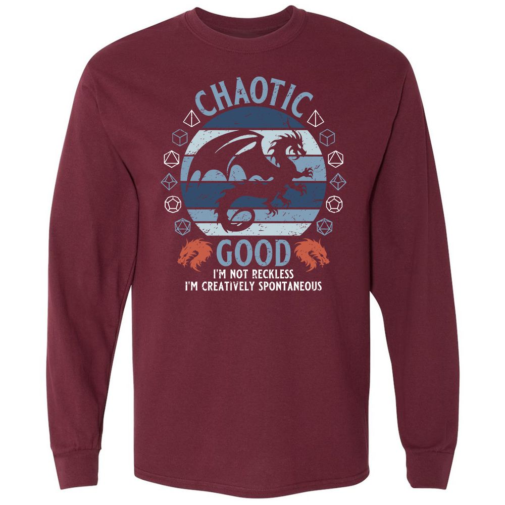 Chaotic Good 2 Long Sleeve T-Shirt - Maroon - 11