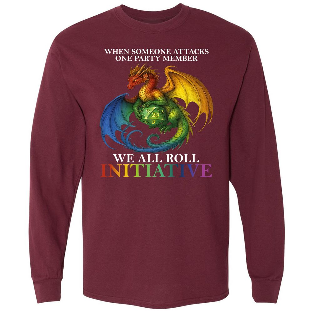 Dragon Roll For Initiative Long Sleeve T-Shirt - Maroon - 11