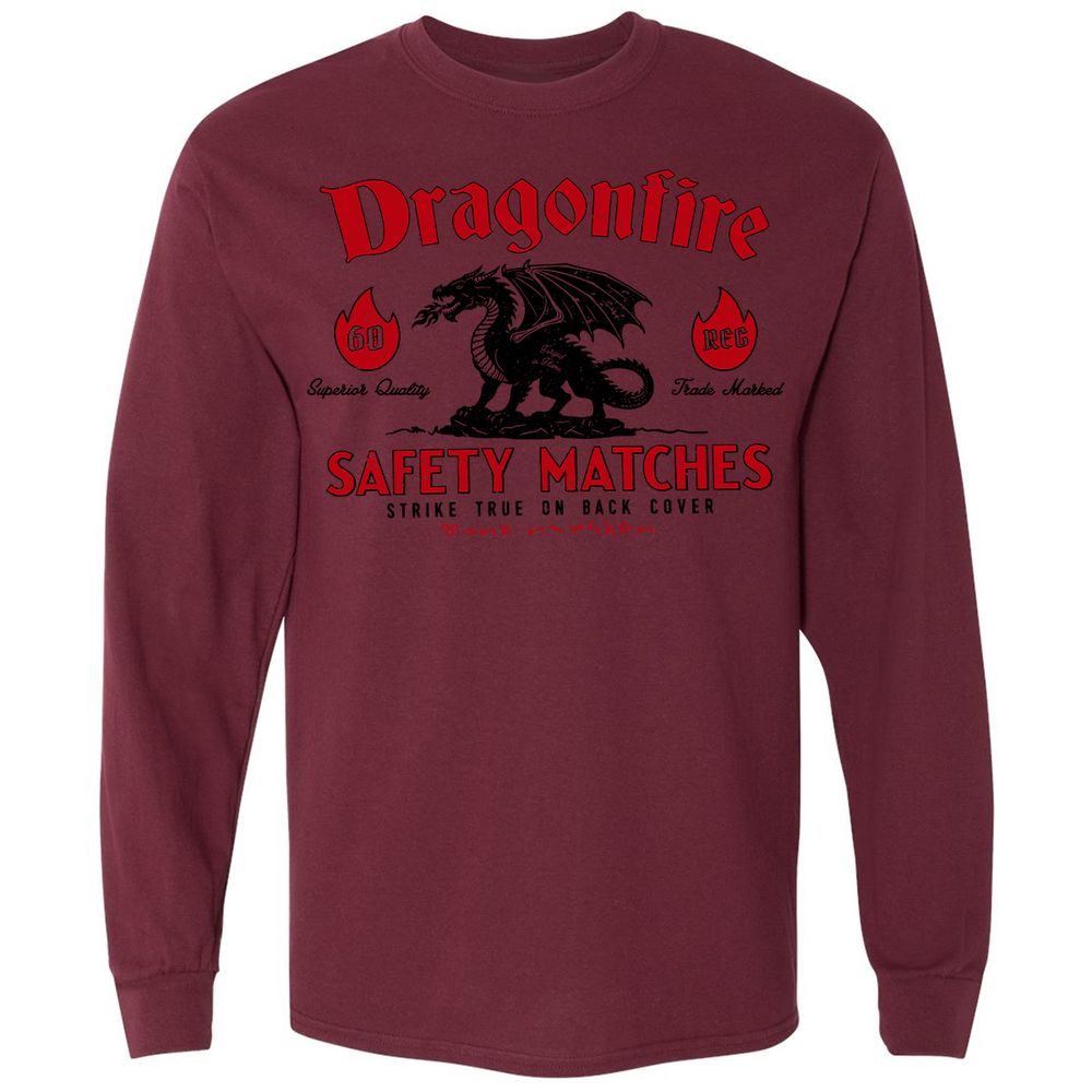Dragonfire Long Sleeve T-Shirt - Maroon - 11