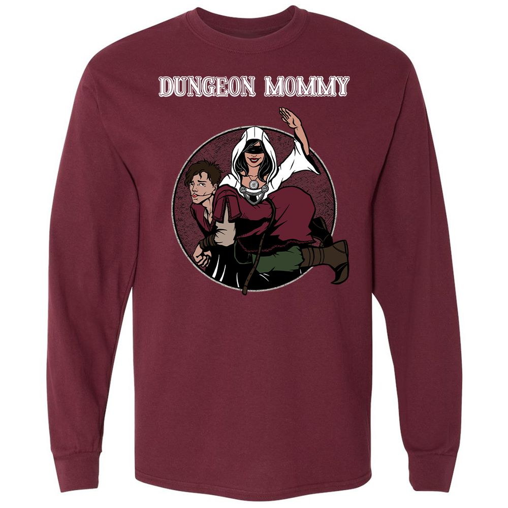 Dominant Dungeon Mommy Long Sleeve T-Shirt - Maroon - 11