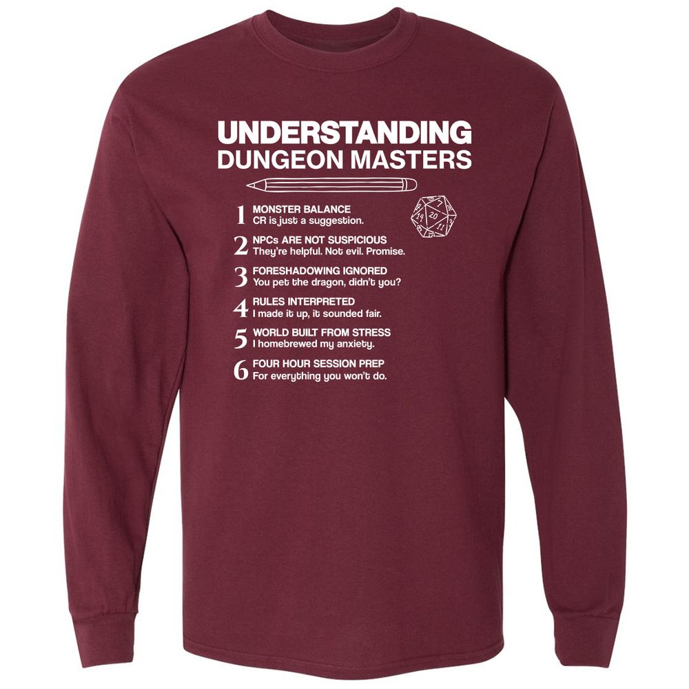 Understanding Dungeon Masters Long Sleeve T-Shirt - Maroon - 11