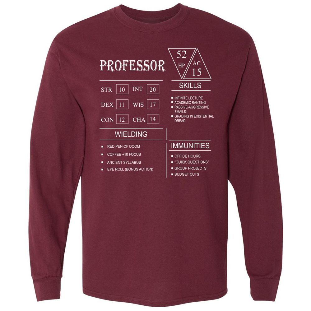 Professor New Long Sleeve T-Shirt - Maroon - 11