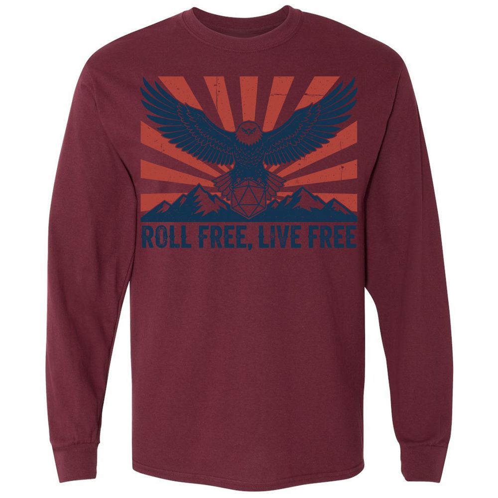 Roll Free, Live Free Long Sleeve T-Shirt - Maroon - 11