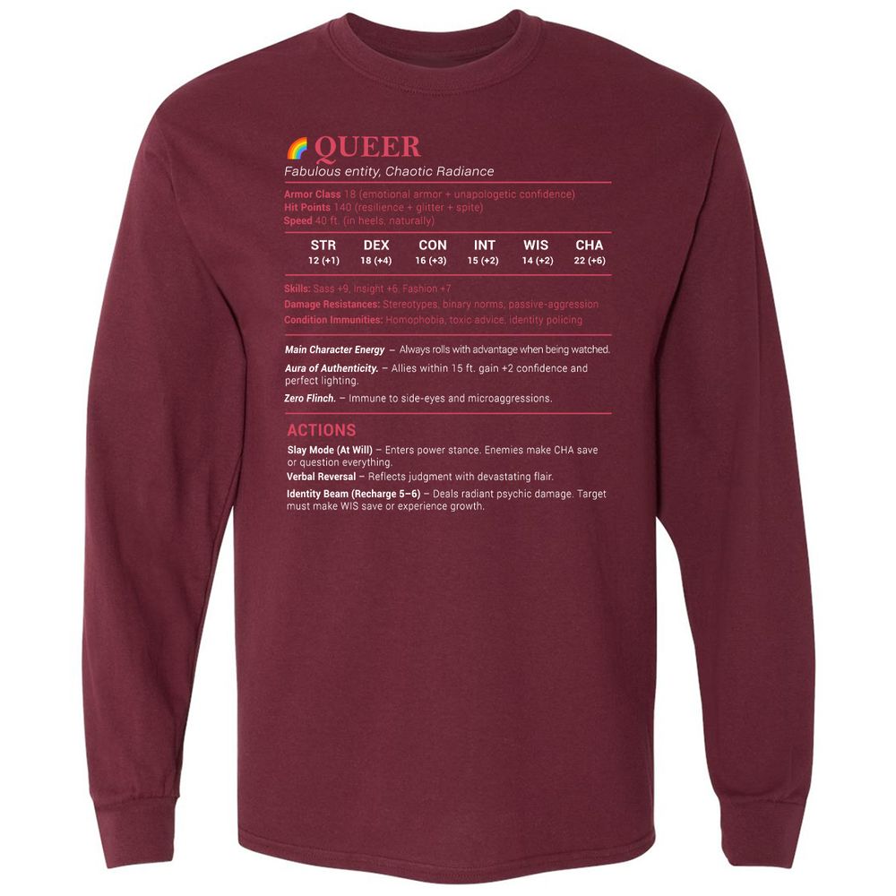Queer Stats Long Sleeve T-Shirt - Maroon - 11