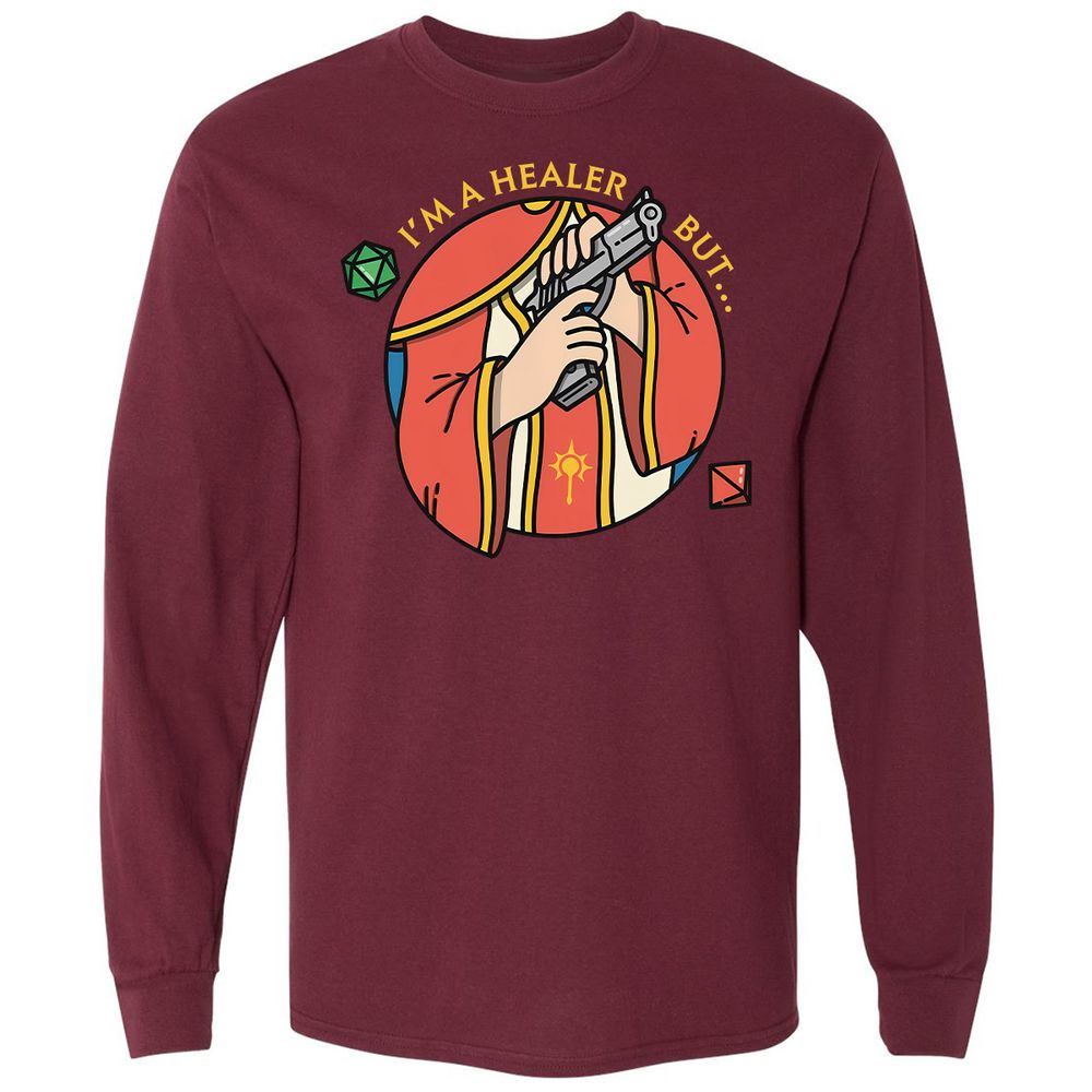 I'm A Healer But Long Sleeve T-Shirt - Maroon - 11