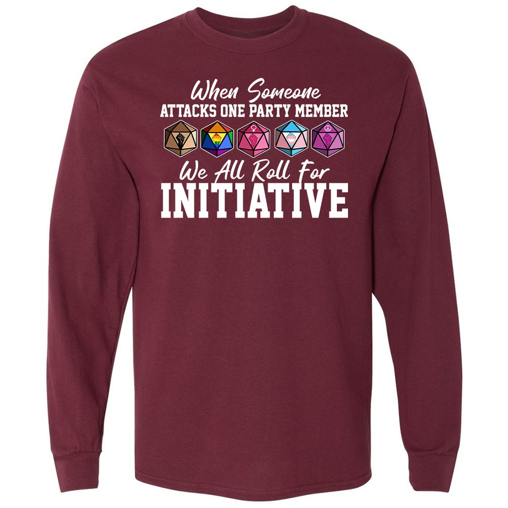 LGBT Roll For Initiative Long Sleeve T-Shirt - Maroon - 11