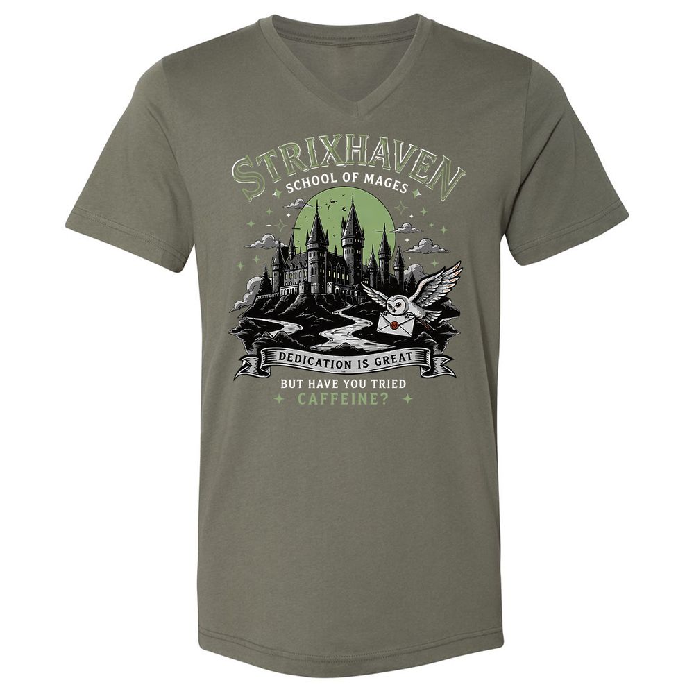 Strixhaven - School Of Mages Unisex V-Neck T-Shirt - Military Green - 11