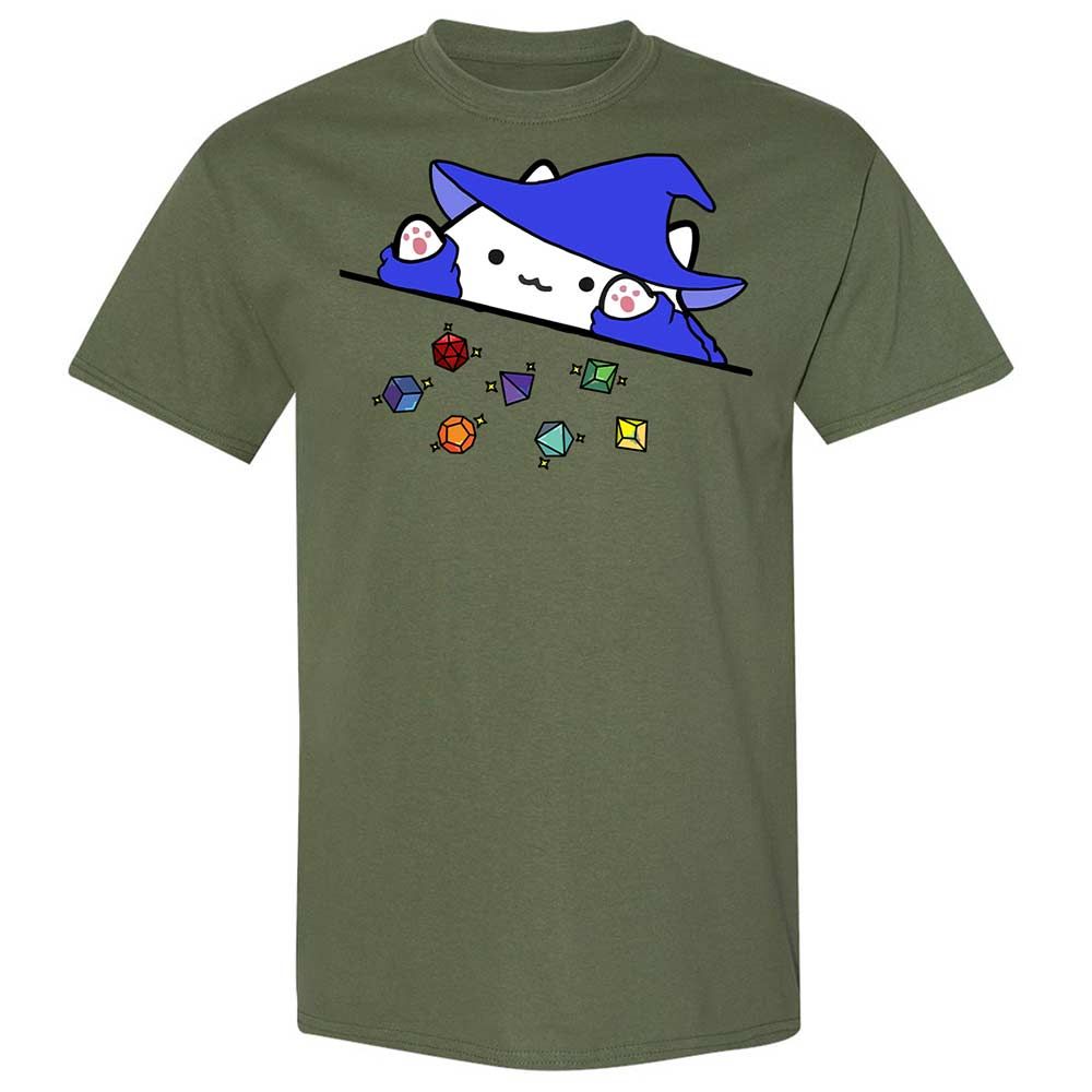 Cat Throws Dices Classic Unisex T-Shirt - Military Green - 11