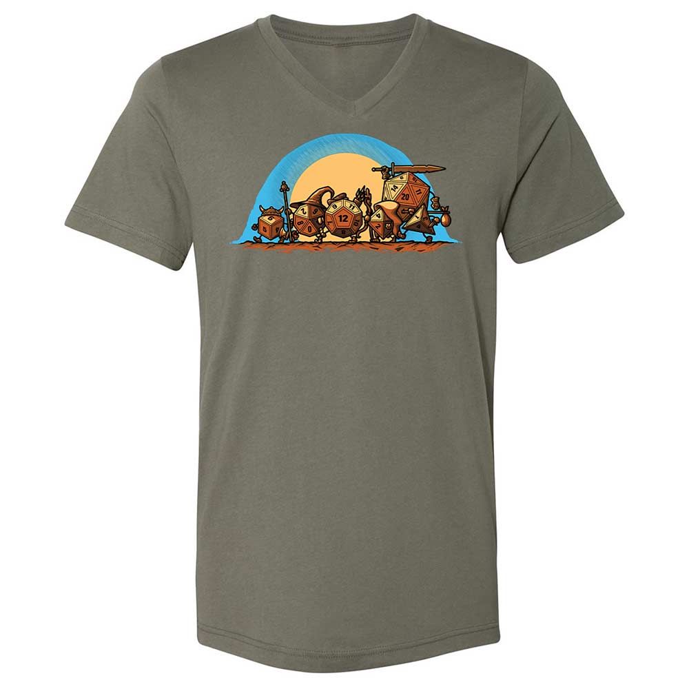 The Fellowship Of The Dice Unisex V-Neck T-Shirt - Military Green - 11