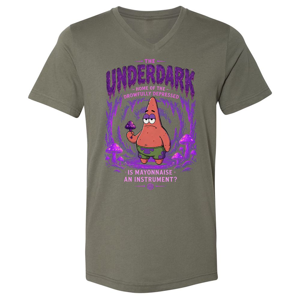 The Underdark Unisex V-Neck T-Shirt - Military Green - 11
